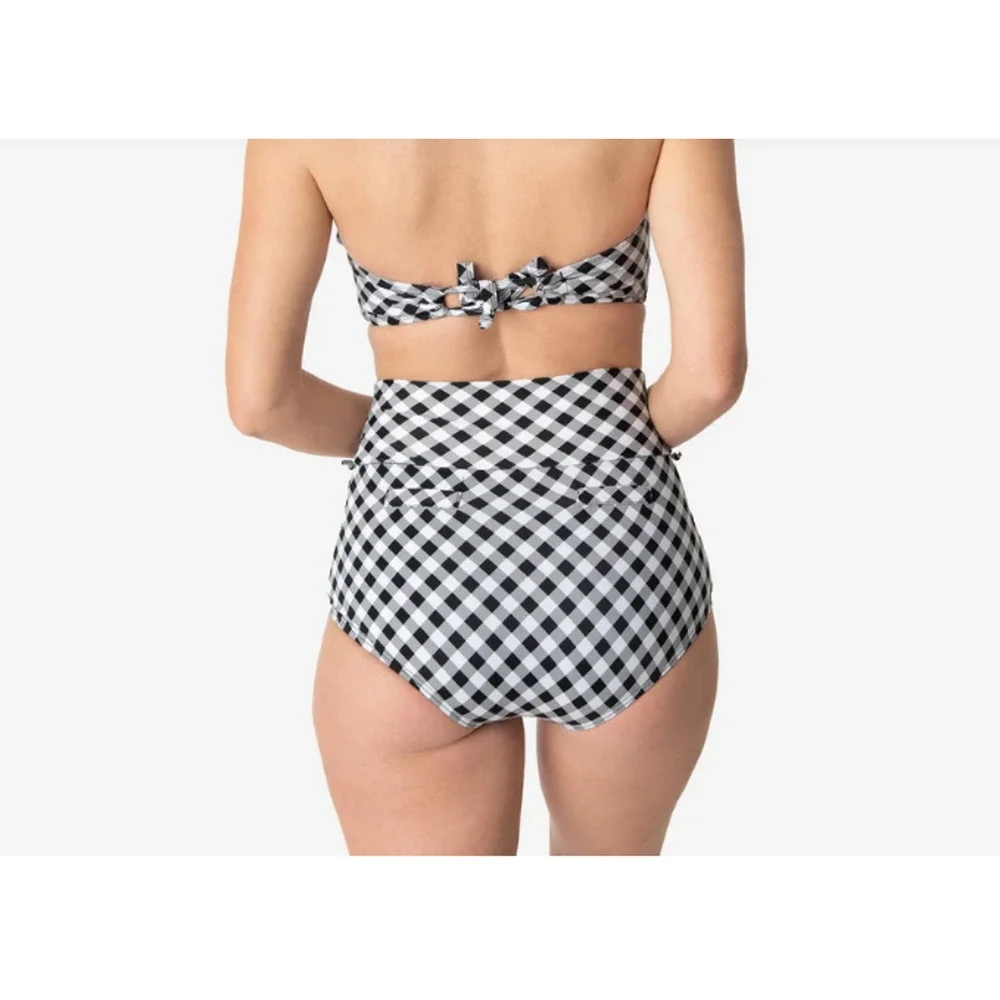Unique Vintage Solid Gilda High Waist Swim Bottoms Black Size S